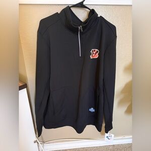 NFL NWT CINCINNATI BENGALS BLACK DOUBLE KNIT QUARTER 1/4 ZIP